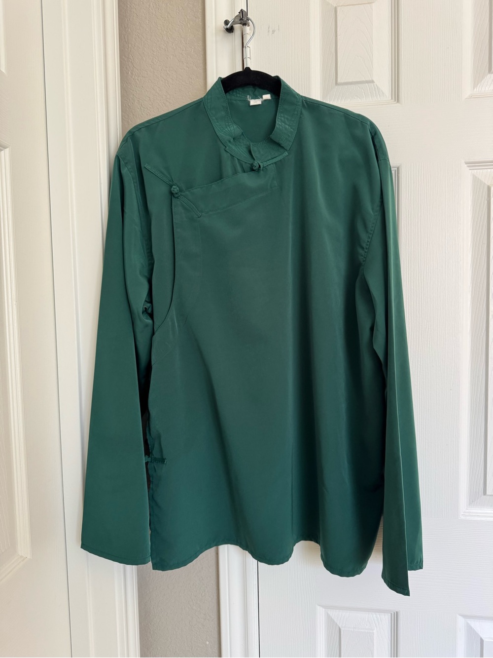 Women’s Green Chinese Style Top Blouse Long Sleeve Shirt Mandarin Collar XL